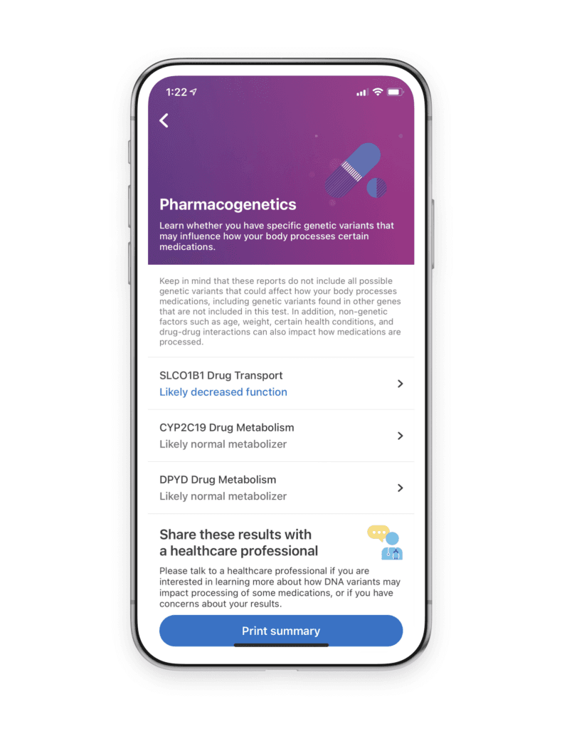 23andMe mobile pharmacogenomics